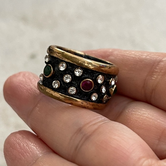 Diamanté rhinestone wide band ring